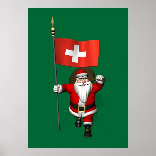 Sinterklaas met aftekening van Zwitserland Poster (Voorkant)