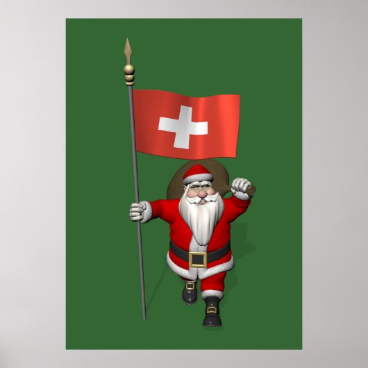 Sinterklaas met aftekening van Zwitserland Poster (Voorkant)