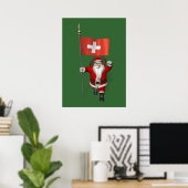 Sinterklaas met aftekening van Zwitserland Poster (Thuiskantoor)