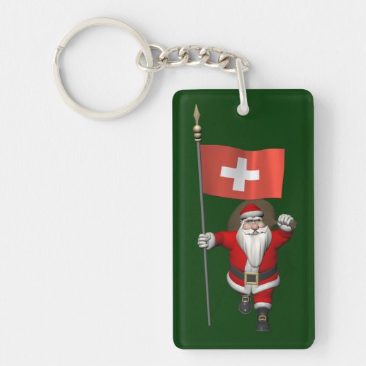 Sinterklaas met aftekening van Zwitserland Sleutelhanger (Voorkant)