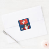 Sinterklaas met aftekening van Zwitserland Vierkante Sticker (Envelop)