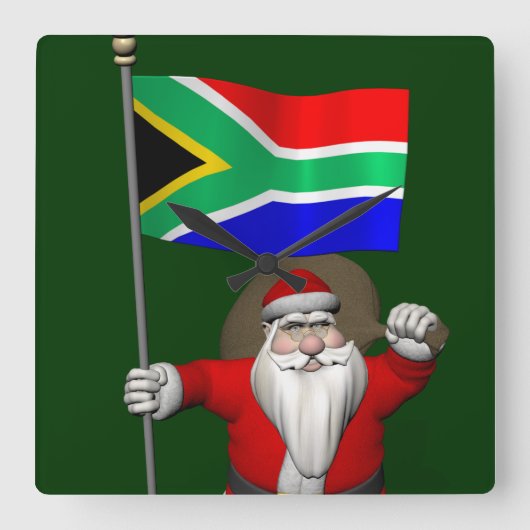 Sinterklaas met aftreden uit Zuid-Afrika Vierkante Klok (Voorkant)