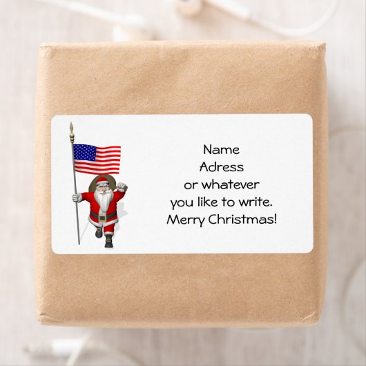 Sinterklaas met Amerikaanse vlag Etiket (Insitu)