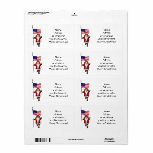 Sinterklaas met Amerikaanse vlag Etiket (Full Sheet)
