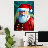 Sinterklaas met blauwe ogen | AI Art Poster (Thuiskantoor)