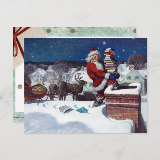 Sinterklaas met bootjes feestdagenkaart (Voorkant / Achterkant)