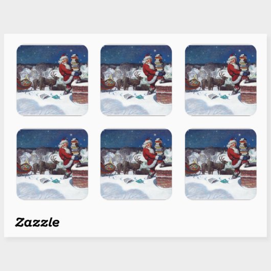 Sinterklaas met bootjes vierkante sticker (Vel)