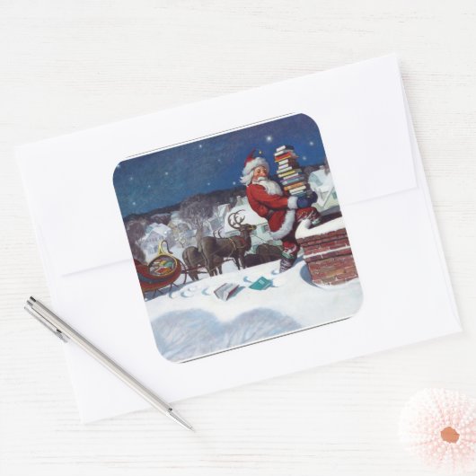 Sinterklaas met bootjes vierkante sticker (Envelop)