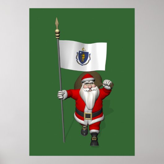 Sinterklaas met bord van massachusetts poster (Voorkant)