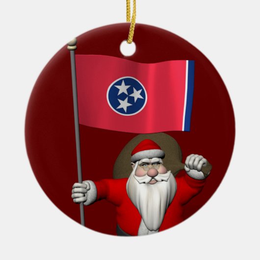 Sinterklaas met bord van Tennessee Keramisch Ornament (Voorkant)