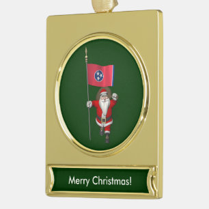 Sinterklaas met bord van Tennessee Verguld Banner Ornament