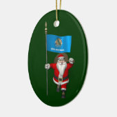 Sinterklaas met bordje Oklahoma Keramisch Ornament (Links)