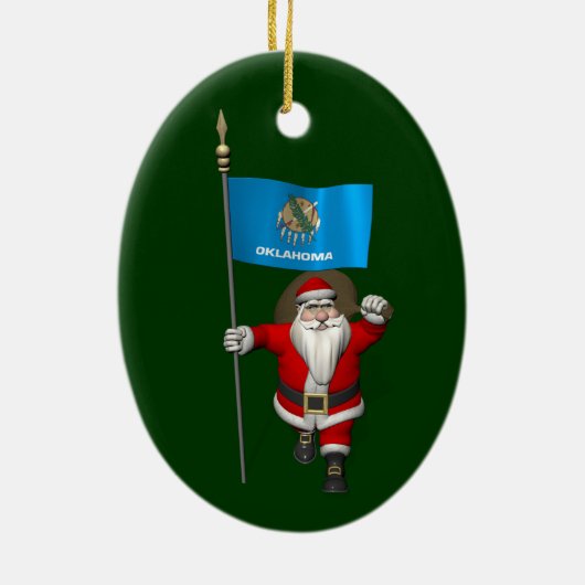 Sinterklaas met bordje Oklahoma Keramisch Ornament (Achterkant)