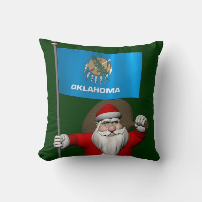 Sinterklaas met bordje Oklahoma Kussen (Voorkant)