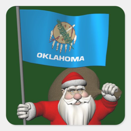 Sinterklaas met bordje Oklahoma Vierkante Sticker (Voorkant)