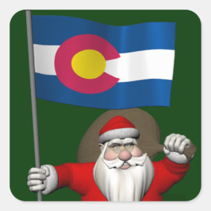 Sinterklaas met bordje van Colorado Vierkante Sticker