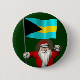 Sinterklaas met bordje van de Bahama's Ronde Button 5,7 Cm