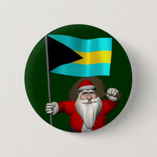 Sinterklaas met bordje van de Bahama's Ronde Button 5,7 Cm (Voorkant)