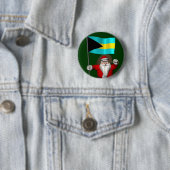 Sinterklaas met bordje van de Bahama's Ronde Button 5,7 Cm (In situ)