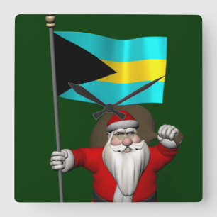 Sinterklaas met bordje van de Bahama's Vierkante Klok