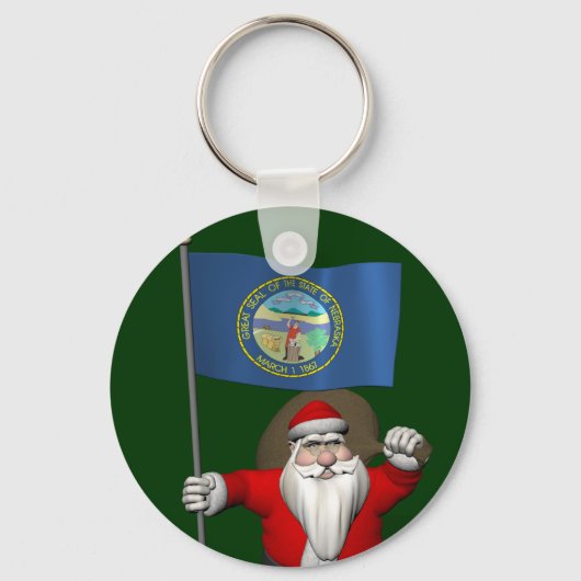 Sinterklaas met bordje van Nebraska Sleutelhanger (Voorkant)