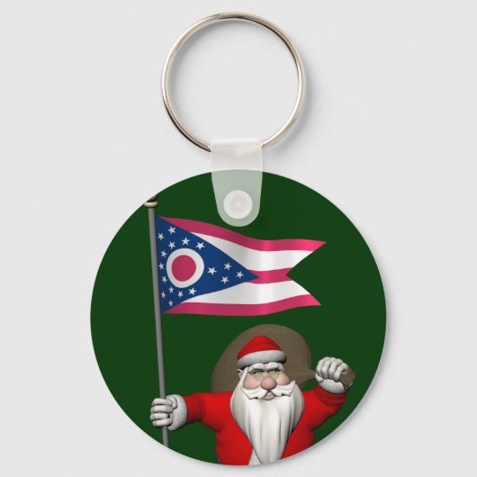 Sinterklaas met bordje van Ohio Sleutelhanger (Voorkant)
