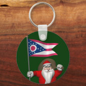 Sinterklaas met bordje van Ohio Sleutelhanger (Voorkant)