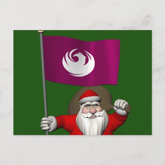 Sinterklaas met bordje van Phoenix Feestdagenkaart (Voorkant)