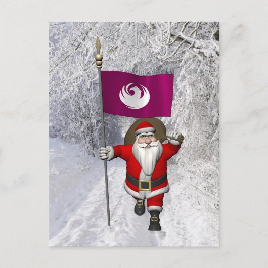 Sinterklaas met bordje van Phoenix Feestdagenkaart (Voorkant)