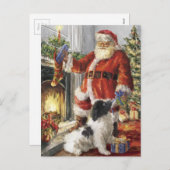 Sinterklaas met cadeau aan hond feestdagenkaart (Voorkant / Achterkant)