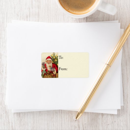 Sinterklaas met  cadeau voor speelgoed Label (Insitu)