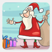 Sinterklaas met Cadeaus en een zak Vierkante Sticker (Voorkant)