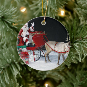 Sinterklaas met cadeaus keramisch ornament