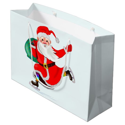 Sinterklaas met Cadeaus Vrolijke Kerstmis Gift Tas Groot Cadeauzakje (Achterkant Gekanteld)