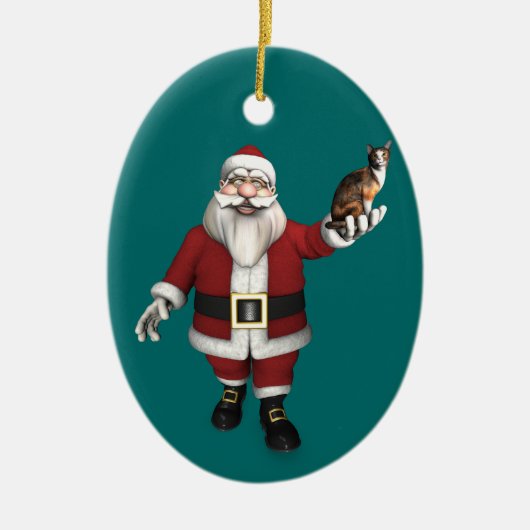 Sinterklaas met Calico Cat Keramisch Ornament (Voorkant)