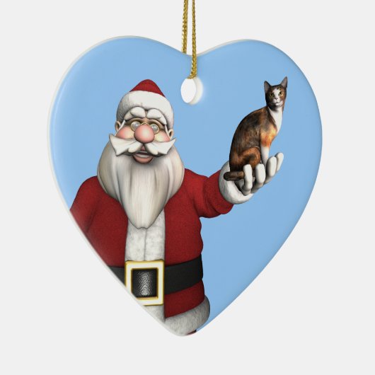 Sinterklaas met Calico Cat Keramisch Ornament (Rechts)