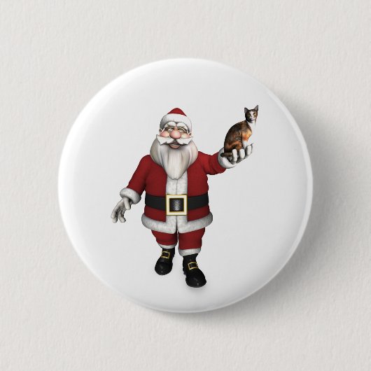 Sinterklaas met Calico Cat Ronde Button 5,7 Cm (Voorkant)