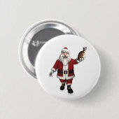 Sinterklaas met Calico Cat Ronde Button 5,7 Cm (Voorkant /achterkant)