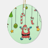 Sinterklaas met cartoon en vrienden Kerstmis Keramisch Ornament (Links)