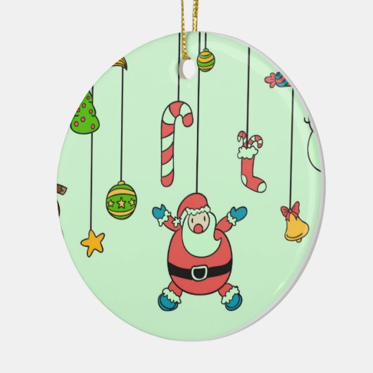 Sinterklaas met cartoon en vrienden Kerstmis Keramisch Ornament (Links)