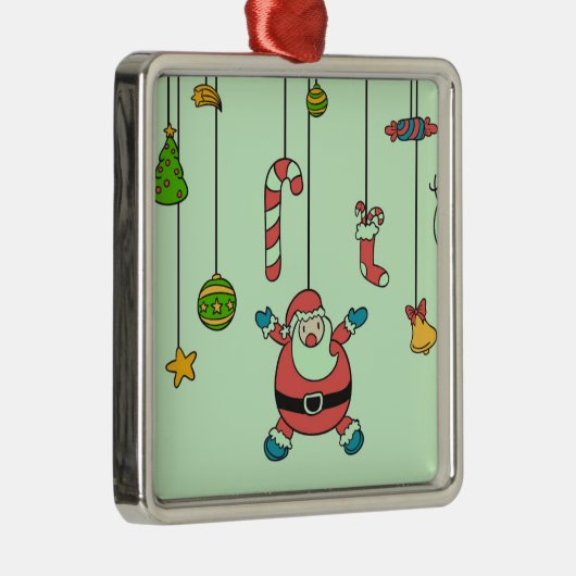 Sinterklaas met cartoon en vrienden Kerstmis Metalen Ornament (Rechts)