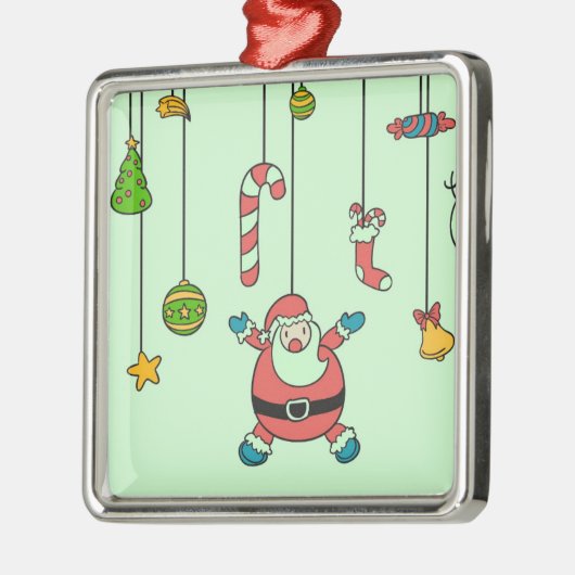 Sinterklaas met cartoon en vrienden Kerstmis Metalen Ornament (Links)