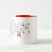 Sinterklaas met cartoon en vrienden Kerstmis Tweekleurige Koffiemok (Voorkant links)