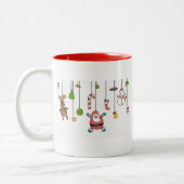 Sinterklaas met cartoon en vrienden Kerstmis Tweekleurige Koffiemok (Links)