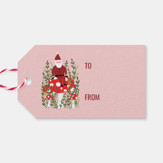 Sinterklaas met champignons Elf Dwarf Cute Cadeaulabel (Achterkant Horizontaal)