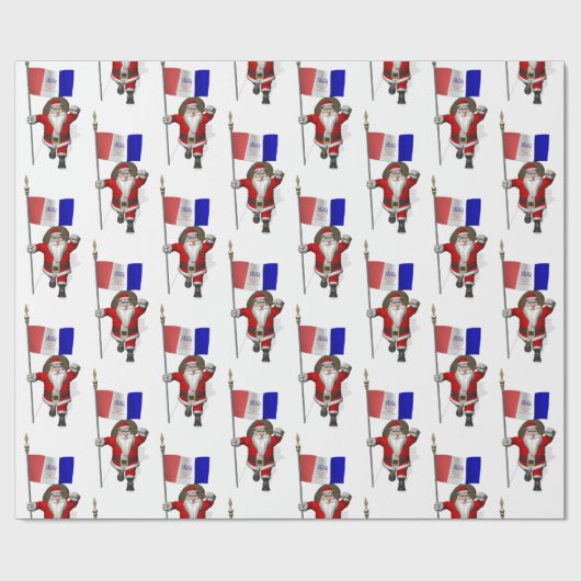 Sinterklaas met de vlag van Cleveland Cadeaupapier (Vlak)