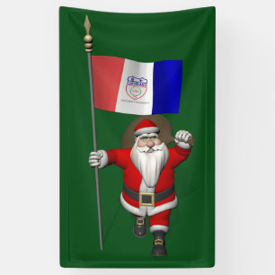 Sinterklaas met de vlag van Cleveland Ohio Spandoek