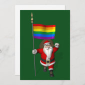 Sinterklaas met de vlag van de Gay Pride-regenboog Feestdagenkaart (Voorkant / Achterkant)