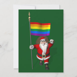 Sinterklaas met de vlag van de Gay Pride-regenboog Feestdagenkaart