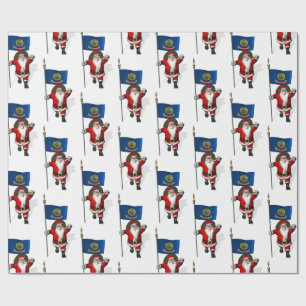 Sinterklaas met de vlag van Idaho Cadeaupapier
